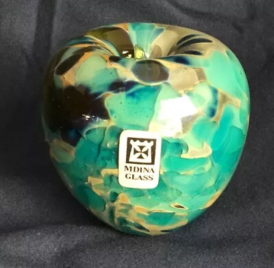 Buy Mdina Vintage Glass Apple Paperweight, With Label (Stalk Damaged) • 8£