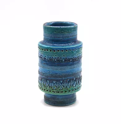 Buy ALDO LONDI Bitossi Rimini Blue Vase 6  Pottery Italy Mid Century Green • 26.50£