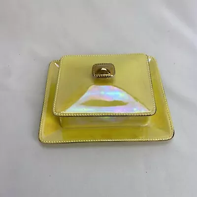 Buy Crown Ducal Ware Lidded Butter Dish Yellow Iridescent 19 X 16cm Rare (ED) • 25£