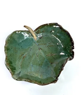 Buy Irish Studio Pottery Leaf Dish 5.25” Artisan Handmade Green Leaf Signed • 20.15£