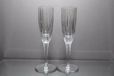 Buy Two (2) Astral PEERAGE Crystal Flute Glasses Vertical Cut EXCELLENT Harmonie • 48.21£