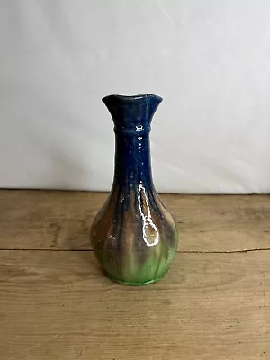 Buy Art Nouveau Blue Brown Green Hand Thrown Pottery 8 Inch Vase/ Aesthetic /Belgian • 20£