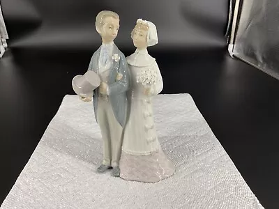 Buy Vtg Lladro Wedding Couple Sweet Bride & Groom #4808  Retired ( Cake Topper) • 23.65£