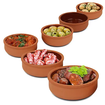 Buy Set 3 Terracotta Tapas Dishes Glazed Spanish Serving Olive Starter 12cm Bowls • 6.99£