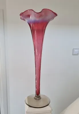 Buy Victorian Cranberry Vaseline Glass Lily Flute Vase Vase • 50£