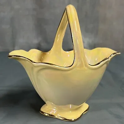 Buy Royal Winton Grimwades Iridescent Yellow Gold Basket Luster Ware 5-/12” Tall • 27.70£
