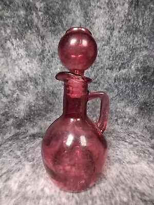 Buy Vintage ( Antique?) Ruby Cranberry Glass Small Decanter With Lid Pressed Glass • 4.99£