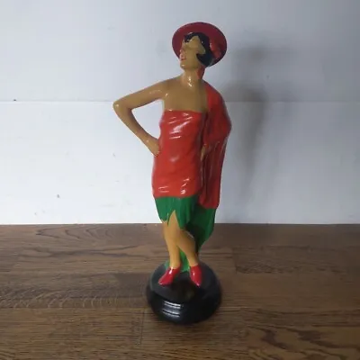 Buy Art Deco Style Figurine Clarice Cliff Inspired Figure Lady Red Dress • 39.99£