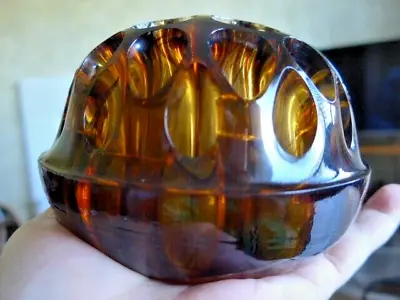 Buy Davidsons Brown/amber Cloud  Glass Art Deco Flower Frog-dome- Base Numbers -1931 • 15£
