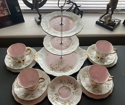 Buy Pretty Royal Albert ‘Breamar’ 14 Piece Part Fine Bone China Tea Set- Pink • 19.99£