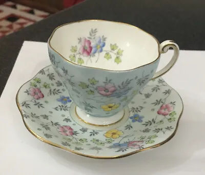 Buy Vintage Foley Bone China Coffee Tea Cup & Saucer Pale Blue Flowers Floral 2336 • 22£