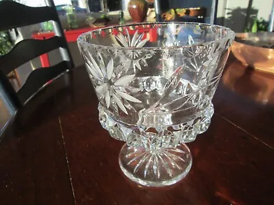 Buy Vintage Crystal Cut Glass  Beautiful Pedestal Bowl , Etched Pattern, Very Heavy • 18.50£