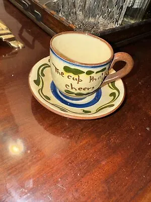 Buy Torquay Pottery Tea Cup And Saucer Motto Ware - The Cup That Cheers • 6.50£