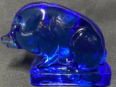 Buy Cobalt Blue Vaseline Glass Suee Pig Farm Animal Uranium Selenium / Paperweight • 28.45£