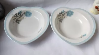 Buy Barratt's Delphatic White Tableware Heart Shaped 2x Bowls Blue Floral ,Tiny Chip • 14.99£