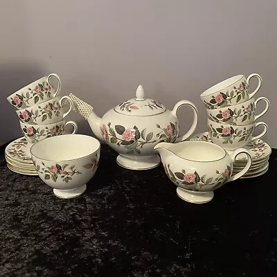 Buy Wedgwood Hathaway Rose Teapot , Creamer , Sugar Bowl , & 6 Trios ( Unused ) • 149.99£