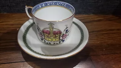 Buy Vintage Queen Elizabeth Coronation Tea Cup & Saucer Aynsley Bone China • 33.78£