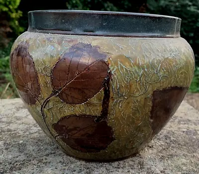 Buy Antique Stoneware Victorian Leaves Doulton Lambeth Jardiniere Plant Pot Planter • 49.99£