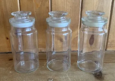 Buy 3 Vintage Glass Storage Jars With Lids Apothecary Sweets Display MCM • 16.99£