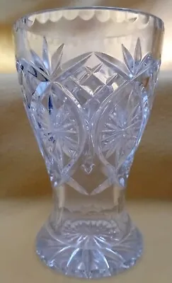 Buy Vintage Heavy Cut Glass Crystal Footed Vase, Pineapple Design? Excellent Conditi • 7.50£