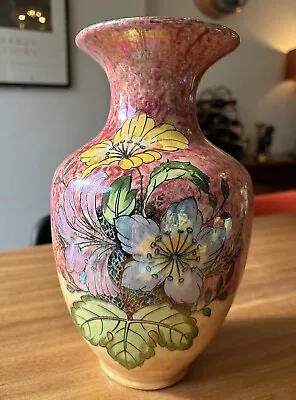 Buy Vintage C1950s Kensington Vase Floral Lustred 25.5cm High VGC • 6.99£