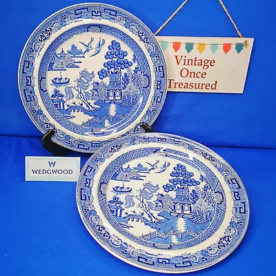 Buy 2 X Wedgwood WILLOW Dinner Plates (10 ) * Vintage Blue & White China * 1950s EXC • 11.25£