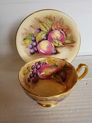 Buy Aynsley Orchard Gold - Cup (Brunt) & Saucer (Jones) - Cup  Repaired  Handle. • 14.95£