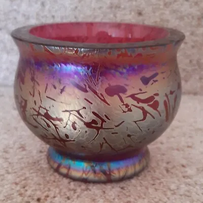 Buy Vintage Royal Brierley Iridescent Art Glass Squat Vase • 9.99£