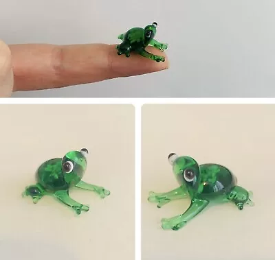 Buy Tiny Handmade Green Frog Lampwork Glass Animal Figure • 4.29£