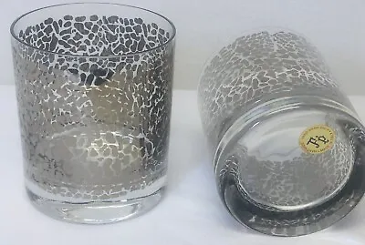 Buy 2 Vintage F & P Silver Crackle Leopard Drinking Barware Glasses Italy Handmade • 20.38£