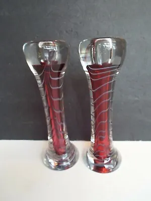 Buy Vintage Modern Adam Jablonski Studio Art Glass Candlesticks Candleholders • 167.83£