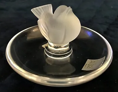 Buy LALIQUE Pinson Finch. Clear & Frosted Crystal Ring Dish / Candy Tray 2” Tall • 119.15£
