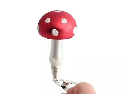 Buy 1 Czech Glass Mushroom Toadstool Clip On Christmas Tree Ornament • 16.10£