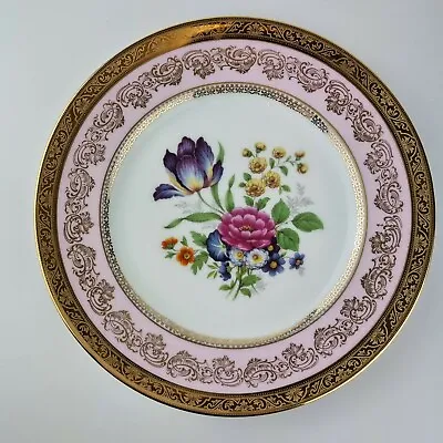Buy Vintage Limoges France Dessert Plate Decorated Flowers Pink & Gilt Border #15 • 49.95£