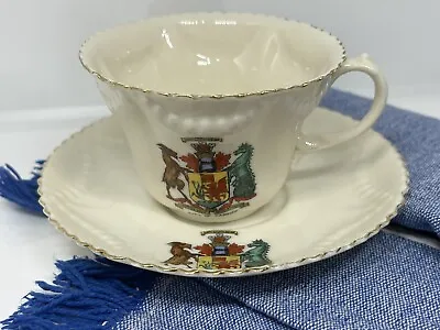 Buy Vintage Arcadian Crested Ware China. Cup & Saucer. Cardiff Coat Of Arms • 3£