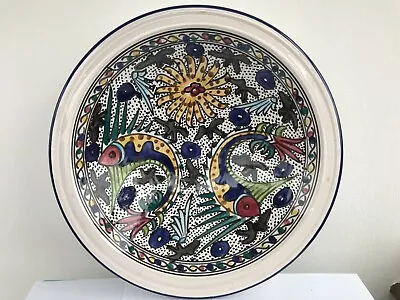 Buy Very Large Continental Faience Pottery Fish Decorated Bowl • 25£