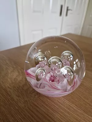 Buy Beautiful Glass Bubbles, Pink And White Paperweight • 5.99£
