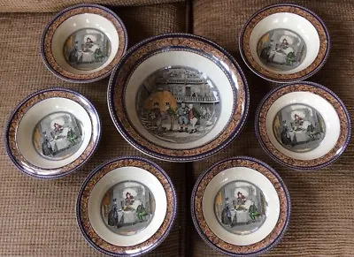 Buy Vintage 6 Bowls + Large Dish, Pickwick Papers, ADAMS CHINA CO. ENGLAND, • 19.95£