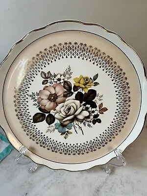 Buy Vtg Old Foley James Kent Rose Peach Gold 10 3/4” Round Cake Plate Wall Decor • 14.15£