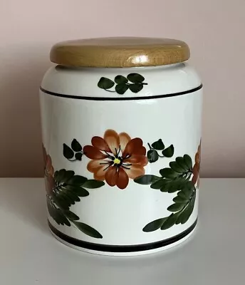 Buy Vintage Toni Raymond Pottery Large Storage Canister Jar - Orange Flower • 10.99£