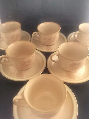 Buy Vintage Set 6 Denby Sandalwood Cups & Saucers Stoneware Tableware MINT Condition • 39.99£