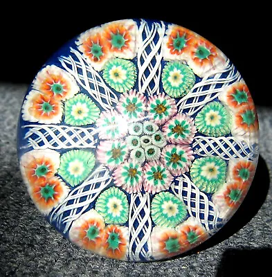 Buy Large Attractive  Vintage Strathearn Millifiori Glass Paperweight 3 Inches Wide • 5£