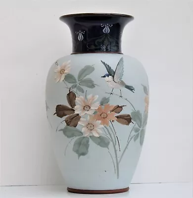 Buy Antique Lovatt Langley Mill Vase New Aerware Blue Tit And Flowers 35cm Tall 1903 • 80£