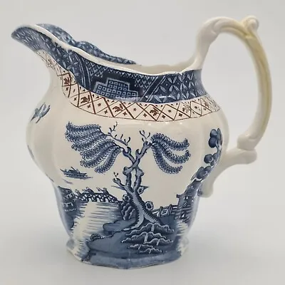 Buy Vintage Booths Real Old Willow Large Jug A8025 Blue White Brown Made In England • 14.95£