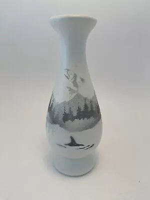 Buy Canadian Studio Art Pottery Bud Vase Mountain Scene Signed M M Dime • 15£