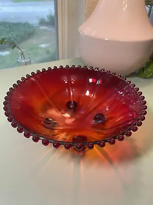 Buy Gorgeous IMPERIAL GLASS Amberina RED 8  CANDLEWICK  4-FOOTED BOWL Depression • 96.05£