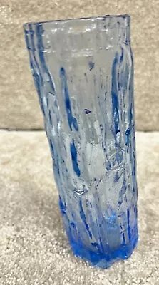 Buy Vintage Whitefriars Design Ravenhead Made Textured Bark Design Blue Glass Vase • 38.99£