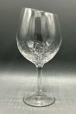 Buy Pier 1 One Clear Crackle Angled Rim Red Wine Glass Goblet 8 5/8  Slanted Rim • 48.14£