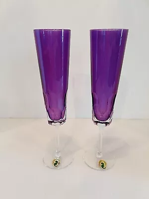Buy Waterford Crystal Jeff Leatham  Icon  Amethyst Purple Toasting Flutes 9 3/4  • 235.93£