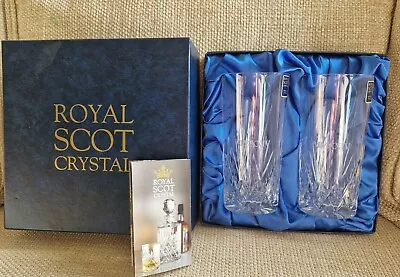 Buy Royal Scot Crystal Cut Pair 2x Tall Glass / Tumbler - 15 Cm (6 ) Tall New Unused • 29.99£